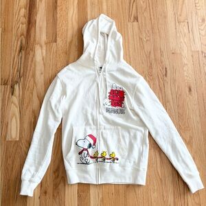 Peanuts Christmas snoopy zip up hoodie XS